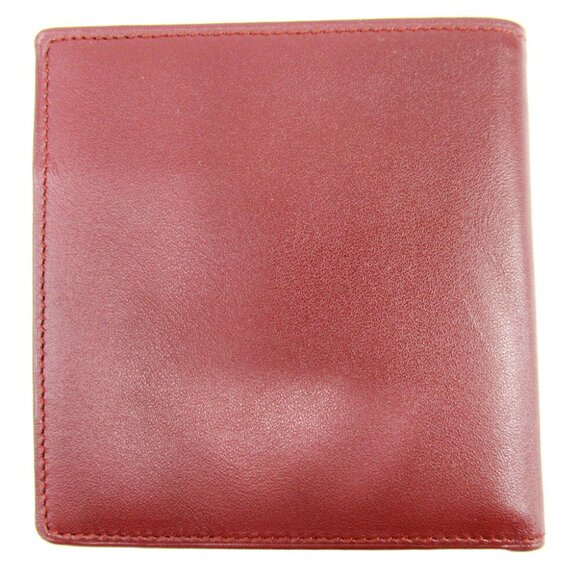 Cartier Two Folded Purse Masteline Bordeaux Enamel Leather Authentic USED T10436 - Picture 2 of 8